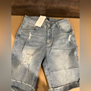 BLOOMCHIC Denim Distressed Shorts